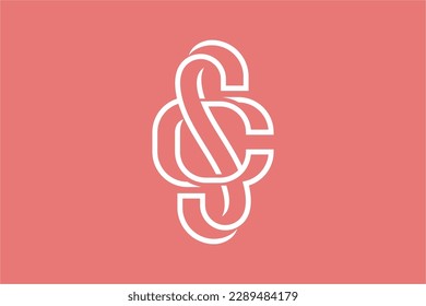 Kombination von S- und C-Buchstaben in Monogramm-Umriss-Logo-Design-Stil