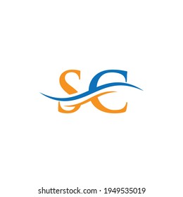 SC letter logo design. Premium Letter SC Logo Design with water wave concept