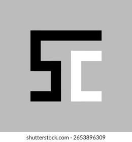 LETRA SC QUADRADA VETORIAL LOGOTIPO