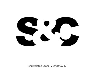 SC logo design in bold style. Black white identity symbol. Modern typography emblem. Corporate branding icon. Minimal business template.