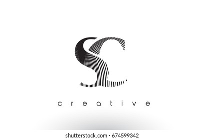 SC Logo Design With Multiple Lines. Artistic Elegant Black and White Lines Icon Vector Illustration.