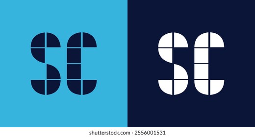 SC logo design with tile shape. Minimalist and modern vector illustration design suitable for business or brand