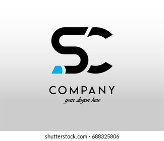 SC Logo. Letter Design Vector with Blue and Black Colors.