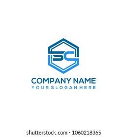 SC logo letter initial, Abstract polygonal Background Logo,
