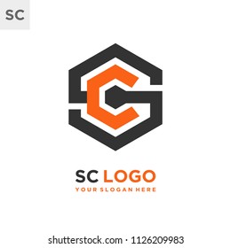 SC logo letter initial, Abstract polygonal Background Logo,