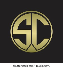 SC Logo monogram circle with piece ribbon style on gold colors