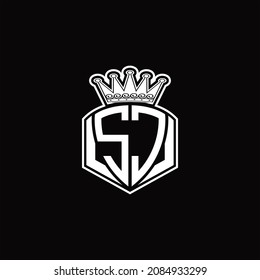 SC Logo monogram with luxury emblem shape and crown design template on black background