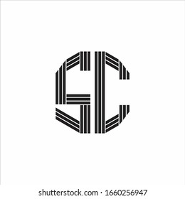SC Logo monogram outline style linked isolated on white background