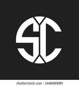 SC Logo monogram with piece circle ribbon style