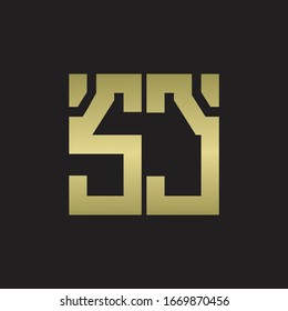 SC Logo with squere shape design template with gold colors