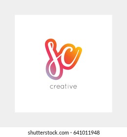 SC logo, vector. Useful as branding, app icon, alphabet combination, clip-art.