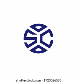 SC monogram logo with abstract shapes in modern style design template