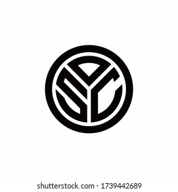 Logo de monograma SC con plantilla de diseño de contorno de círculo aislado en fondo blanco