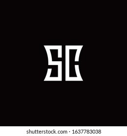 SC monogram logo with curved side style design template