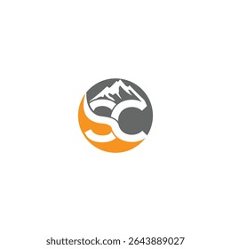 SC Mountain Latter Alphabet Logo Design, Carta SC Branding, Logotipo de Linha Geométrica, Design Tipográfico, Mountain peak Summit logo design, Outdoor hiking aventura ícone set, Mountain t-shirt design