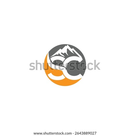 SC Mountain Latter Alphabet Logo Design, Letter SC Branding, Geometric Line Logo, Typographic Design, Mountain peak summit logo design, Outdoor hiking adventure icon set, Mountain t-shirt design