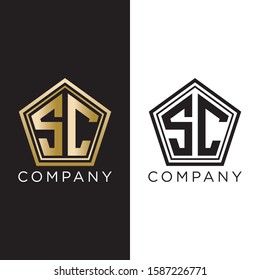 sc pentagon initial logo design initial