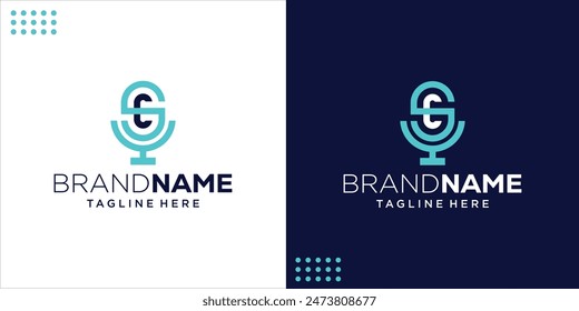 SC Podcast or Radio Logo Letter Design using a Microphone, Design Inspiration, illustration, Vector