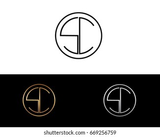 SC round circle shape initial letter logo