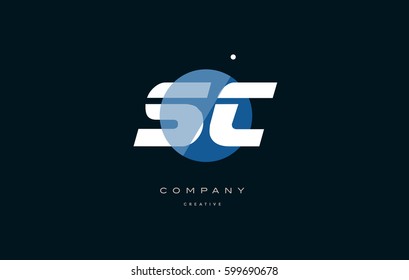 sc s c  blue circle dot big font alphabet company letter logo white design vector icon template 