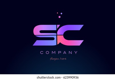 sc s c creative color blue background pink purple blue magenta alphabet letter company logo vector icon design