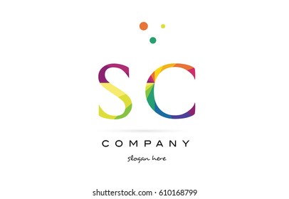 sc s c  creative rainbow colors colored alphabet company letter logo design vector icon template