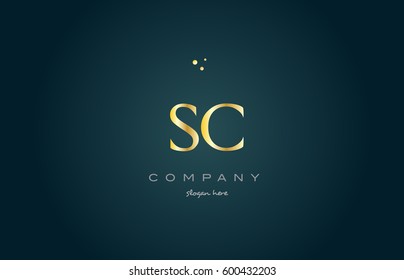 sc s c  gold golden luxury product metal metallic alphabet company letter logo design vector icon template green background