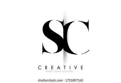SC S C Letter Logo Design with Creative Shadow Cut Vector Illustration Design.