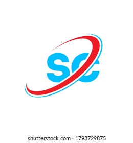 SC S C letter logo design. Initial letter SC linked circle uppercase monogram logo red and blue. SC logo, S C design. sc, s c	
