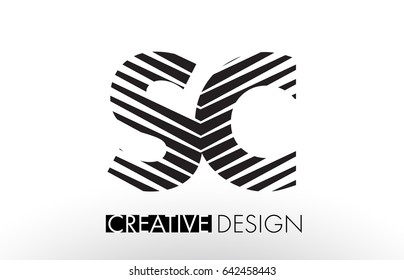 SC S C Lines Letter Design with Creative Elegant Zebra Vector Illustration.