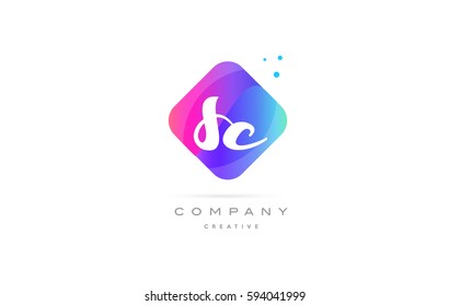 sc s c  pink blue rhombus abstract 3d alphabet company letter text logo hand writting written design vector icon template 