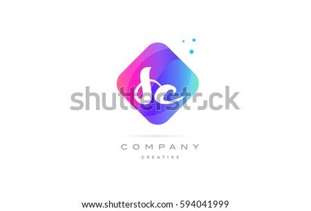 sc s c  pink blue rhombus abstract 3d alphabet company letter text logo hand writting written design vector icon template 