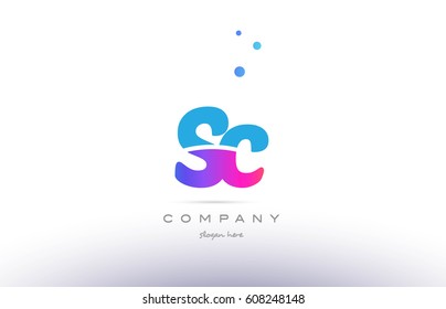 sc s c  pink purple blue white uppercase lowercase modern creative alphabet gradient company letter logo design vector icon template