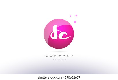 sc s c  sphere pink 3d alphabet company letter combination logo hand writting written design vector icon template 