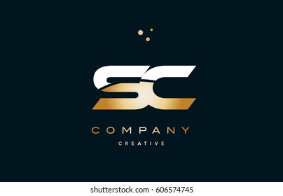 sc s c  white yellow gold golden metal metallic luxury alphabet company letter logo design vector icon template