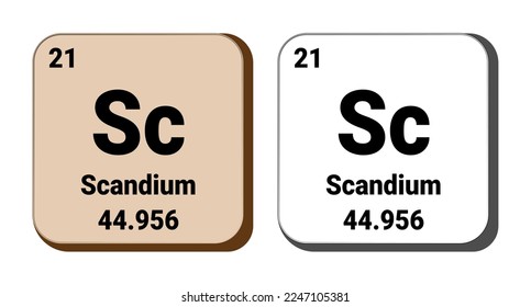 Sc, Scandium element vector icon, periodic table element. Vector illustration EPS 10 File. Isolated on white background.