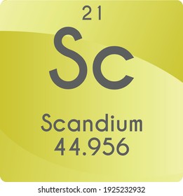 Sc Scandium Transition metal Chemical Element vector illustration diagram, with atomic number and mass. Simple gradient flat design For education, lab, science class.
