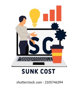 SC - Sunk Cost acronym. business concept background.  vector illustration concept with keywords and icons. lettering illustration with icons for web banner, flyer, landing pag