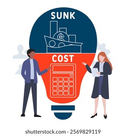 SC - Sunk Cost acronym. business concept background. vector illustration concept with keywords and icons. lettering illustration with icons for web banner, flyer, landing pag