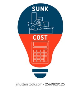 SC - Sunk Cost acronym. business concept background. vector illustration concept with keywords and icons. lettering illustration with icons for web banner, flyer, landing pag