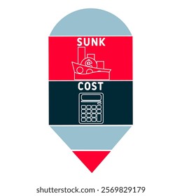 SC - Sunk Cost acronym. business concept background. vector illustration concept with keywords and icons. lettering illustration with icons for web banner, flyer, landing pag