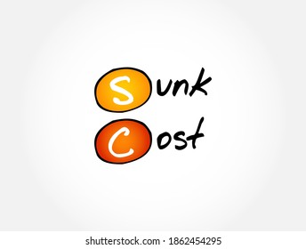 SC Sunk Cost - cost that has already been incurred and that cannot be recovered, acronym text concept background