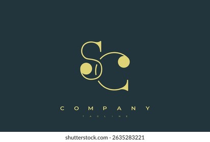 SC Typography Logo Design. Stylish monogram design depiction featuring the letters S and C combined in an artistic signature style, delivering a unique and creative visual representation.