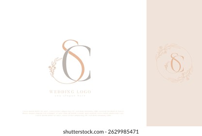 SC Wedding Logo with Floral Monogram