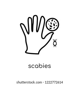 Scabies icon. Trendy modern flat linear vector Scabies icon on white background from thin line Diseases collection, editable outline stroke vector illustration