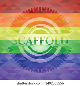 Scaffold emblem on mosaic background with the colors of the LGBT flag