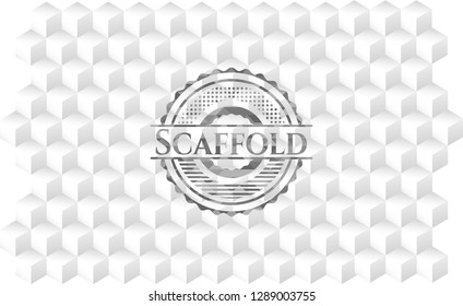 Scaffold grey emblem with cube white background