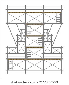 andamio, aislado, fondo, construcción, blanco