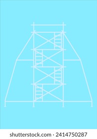 scaffold, isolated, background, construction, white
