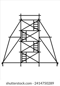scaffold, isolated, background, construction, white